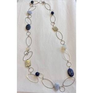 NEW STUDIO G long hoop necklace in silver
